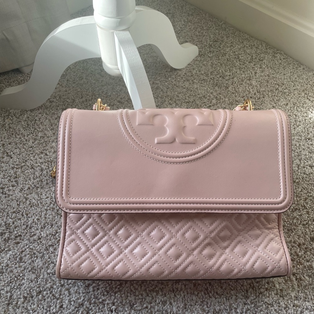 Tory Burch Fleming Quilted Lambskin Shoulder Bag Gem